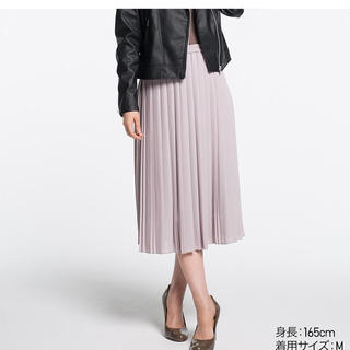 ユニクロ(UNIQLO)のなかちま様専用【美品】ユニクロ ハイウエストシフォンプリーツミディスカート(ひざ丈スカート)