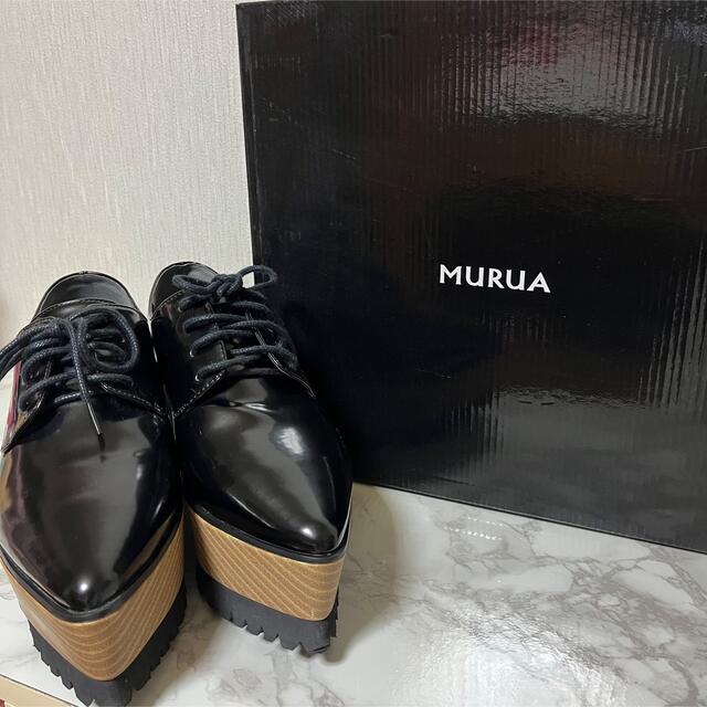 MURUA(ムルーア)のMURUA 厚底 レースアップウッドローファー レディースの靴/シューズ(ローファー/革靴)の商品写真