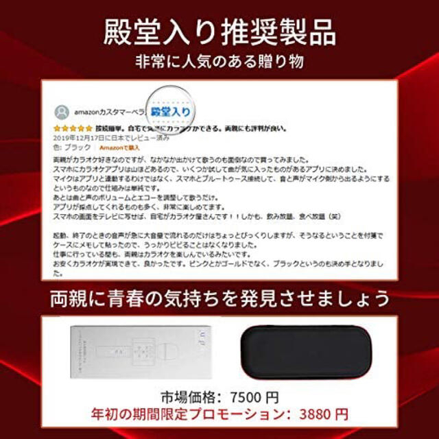 Bluetooth カラオケマイク　送料込み⭐︎Qunpon 楽器のレコーディング/PA機器(マイク)の商品写真