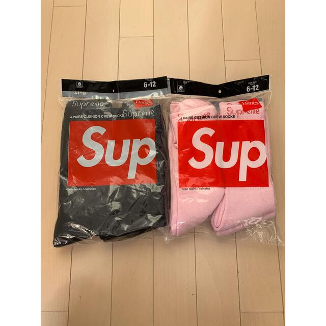 Supreme(シュプリーム)のsupreme Hanes ヘインズ ソックス 黒 ピンク 2足セット メンズのレッグウェア(ソックス)の商品写真