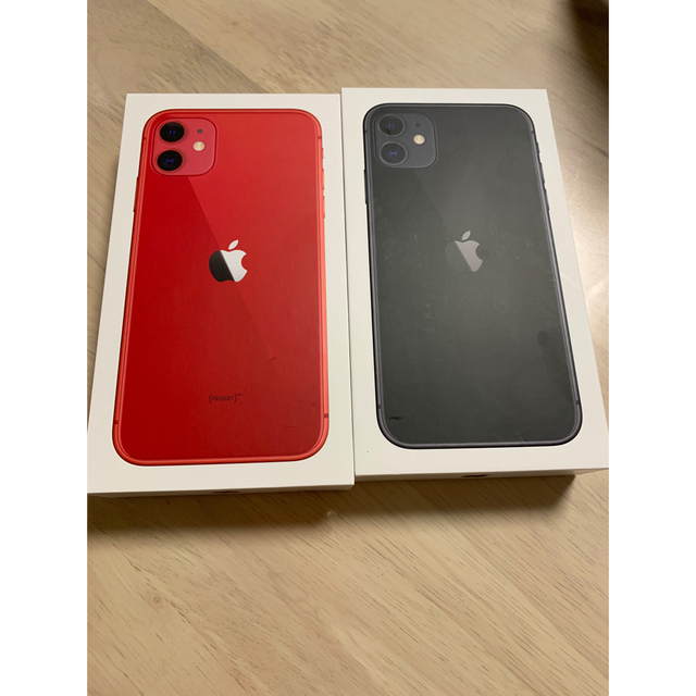 激安大特価!】 【二点セット】iPhone 11 レッド ブラック64GB SIM