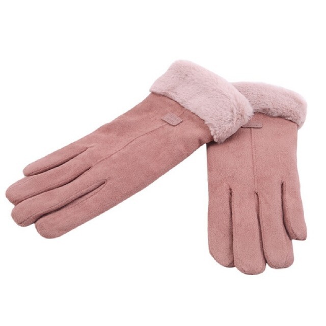 新品•未使用♡スエード♡暖かい♡お洒落で可愛いスエードレディース手袋 ♡ピンク レディースのファッション小物(手袋)の商品写真