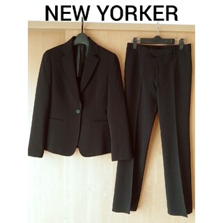 NEWYORKER - 美品♪NEW YORKER☆ブラックパンツスーツ セットアップ 
