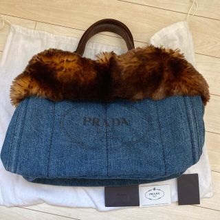 【超美品】プラダPRADA カナパ　ファー　トートバッグ　直営店購入