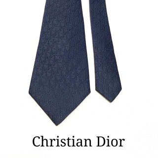 クリスチャンディオール(Christian Dior)の☆極美品 試着程度☆ディオール トロッター柄 ネクタイ(ネイビー／紺色、ロゴ総柄(ネクタイ)