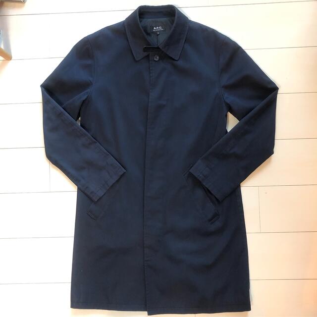 A.P.C. アーペーセー ステンカラーコート XS 濃紺x白(ストライプ)