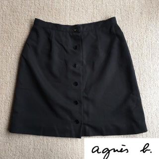 アニエスベー(agnes b.)のアニエスベー  フロントボタン 台形スカート　38 黒(ミニスカート)