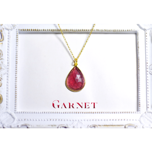 New『Garnet』の世界でひとつの天然石ネックレスsv925 + 22kgf