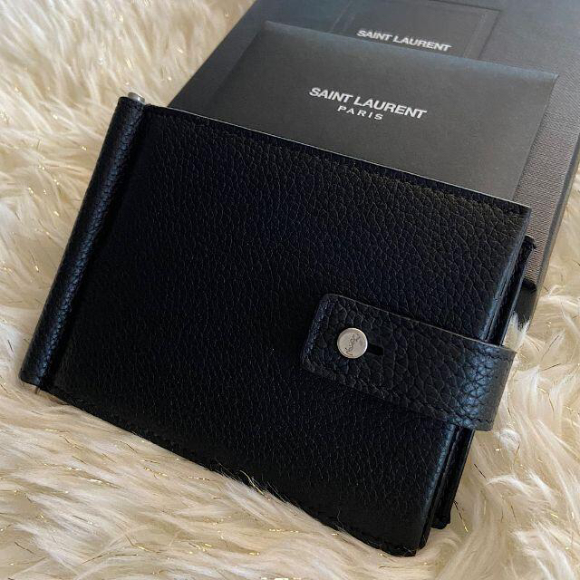 新品☆SAINT LAURENT☆二つ折り財布 マネークリップ付 - 折り財布