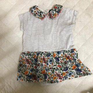 プチバトー(PETIT BATEAU)のソルボア　リバティ　ロンパース　カットソー　ワンピース　70(ロンパース)