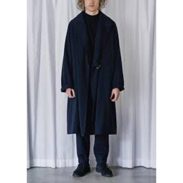 【値下げ】comoli 17AW ウール中綿タイロッケンコート　ネイビー