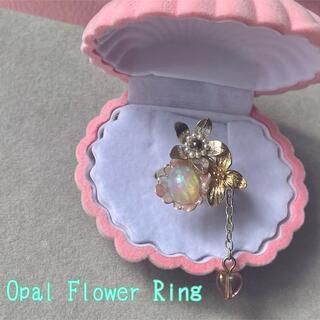 【ハンドメイド】☆天然石☆Opal Flower Ring ピンク(リング)
