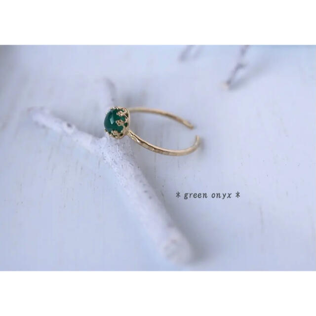 ＊艶感があり美しい深緑のグリーンオニキスのリング＊ ハンドメイドのアクセサリー(リング)の商品写真
