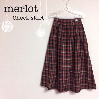 メルロー(merlot)のメルロー ネルチェック ロングスカート   クロ(ロングスカート)