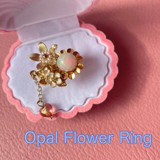 【ハンドメイド】☆天然石☆Opal Flower Ring(リング)