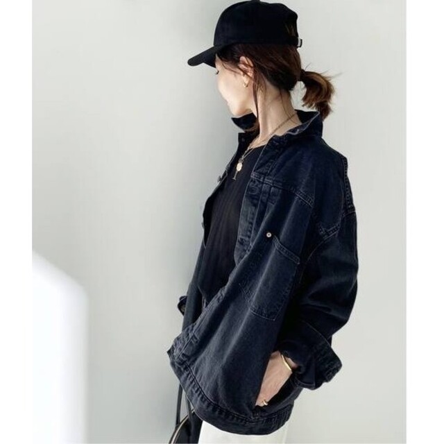 L'Appartement DEUXIEME CLASSE(アパルトモンドゥーズィエムクラス)のSTAMMBAUM BLACK DENIM JACKET レディースのジャケット/アウター(Gジャン/デニムジャケット)の商品写真