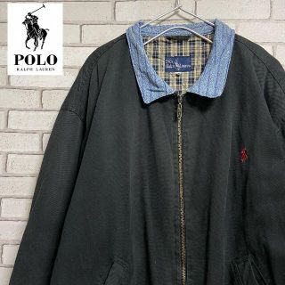 ポロラルフローレン(POLO RALPH LAUREN)の希少 POLOラルフローレン スイングトップ ビックサイズ 刺繍 ブラックXXL(ブルゾン)