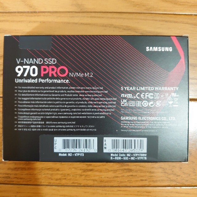 SAMSUNG(サムスン)のSAMSUNG SSD 970 PRO M.2/NVMe 1TB 新品未開封品 スマホ/家電/カメラのPC/タブレット(PCパーツ)の商品写真