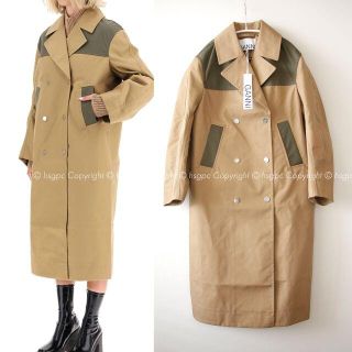 マルタンマルジェラ(Maison Martin Margiela)のGANNI ガニー カラーブロック オーバーサイズ トレンチ コート ジャケット(トレンチコート)