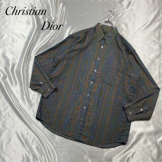 クリスチャンディオール(Christian Dior)の希少　ビンテージ　クリスチャンディオール　総柄　デザインシャツ　ペイズリー柄　L(シャツ)