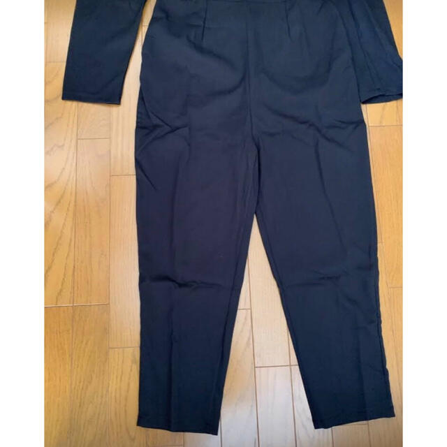 ハイウェストジャンプスーツ　Vネック　パンツドレス　パーティードレス⭐️黒 レディースのフォーマル/ドレス(スーツ)の商品写真