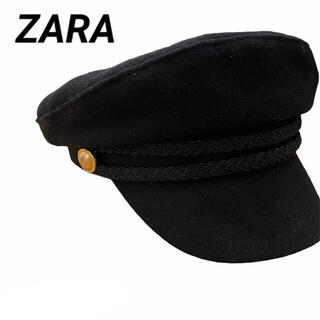 ザラ(ZARA)のZARA ザラ　キャスケット　ブラック　ゴールド　ボタン(キャスケット)