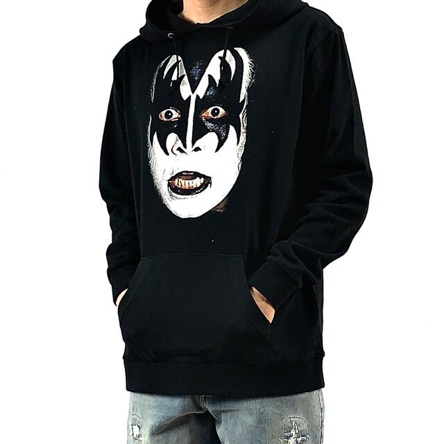 コットン100%新品 KISS ジーンシモンズ ハードロックバンド ベース ベーシスト パーカー