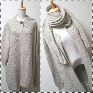 ザラ(ZARA)のZARA★マフラーストール★一体型★ロング丈カーディガン(カーディガン)