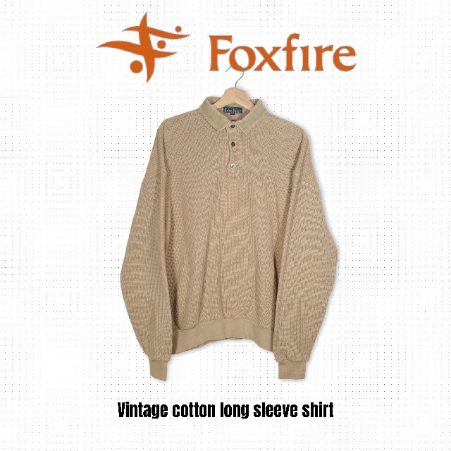 Foxfire(フォックスファイヤー)のFoxfire ヴィンテージ コットン長袖シャツ ポロシャツ ベージュ メンズのトップス(ポロシャツ)の商品写真