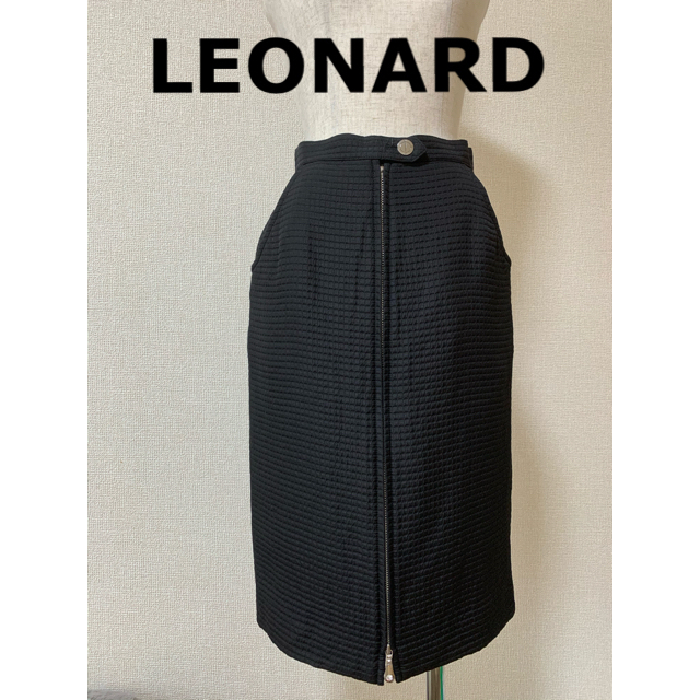 LEONARD(レオナール)のLEONARD 前ファスナー ウールシルクスカート レディースのスカート(ひざ丈スカート)の商品写真