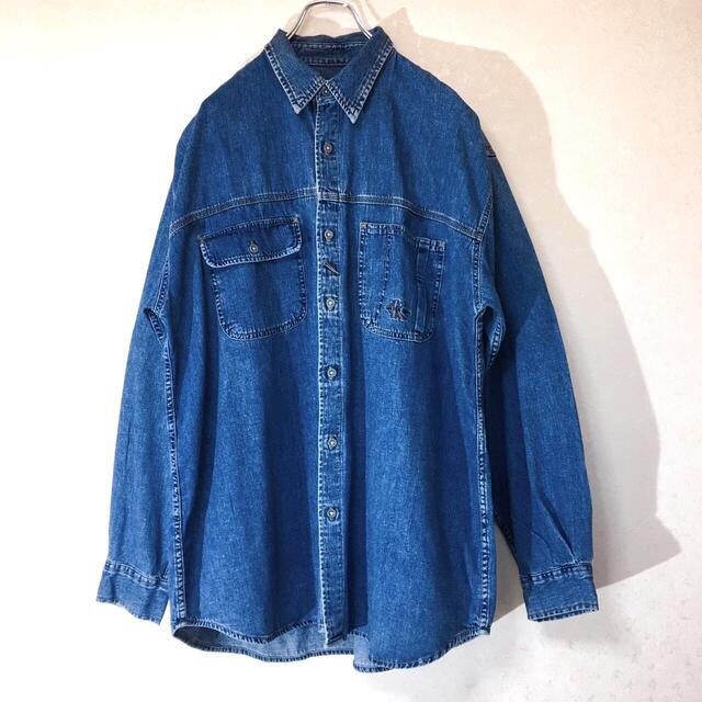 カルバンクライン 90s オーバーサイズ 長袖 デニム シャツ XL 古着 カルバンクライン 90s オーバーサイズ 長袖 デニム シャツ XL 古着