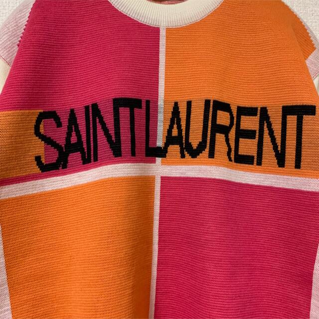 Saint Laurent - 新品同様 イヴ・サンローラン ニット ピンク×オレンジ 