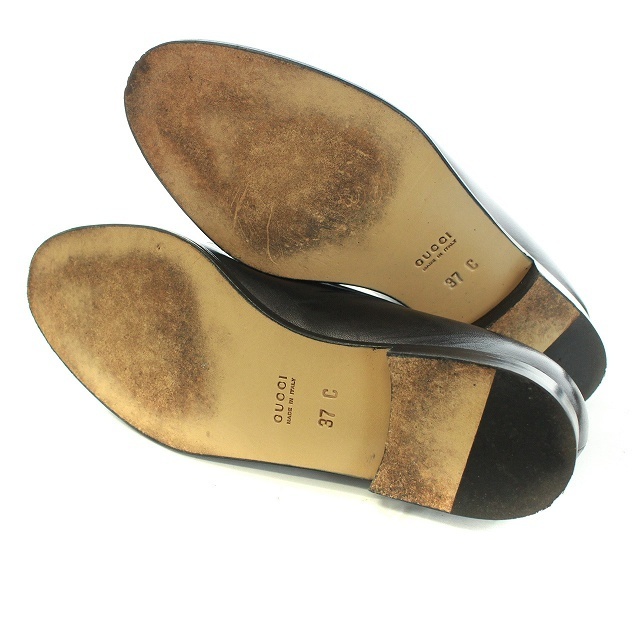 Gucci(グッチ)のグッチ ローファー ビット レザー バンブー 24cm 黒 白 0364 レディースの靴/シューズ(ローファー/革靴)の商品写真