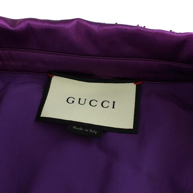 Gucci(グッチ)のグッチ 2015年製 シャツワンピース 総レース 長袖 38 M 紫 パープル レディースのワンピース(ひざ丈ワンピース)の商品写真