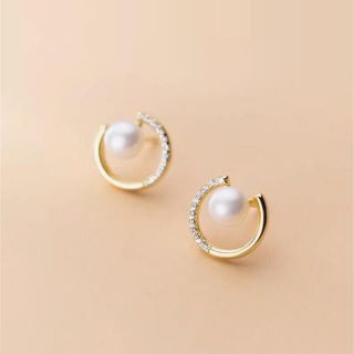 ヨンドシー(4℃)のpearl round zirconia pierce s925 & 18kgp(ピアス)