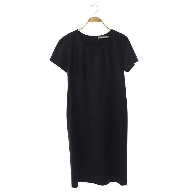 Theory luxe(セオリーリュクス)のセオリーリュクス ウールワンピース 半袖 ミモレ丈 042 黒 ブラック /HS レディースのワンピース(ロングワンピース/マキシワンピース)の商品写真