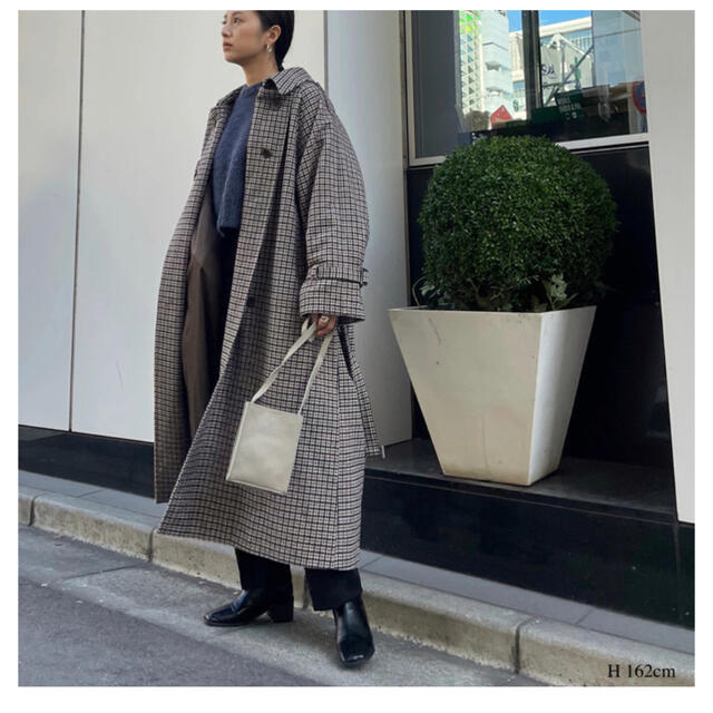 値下！willfully check wool trench long coat 1