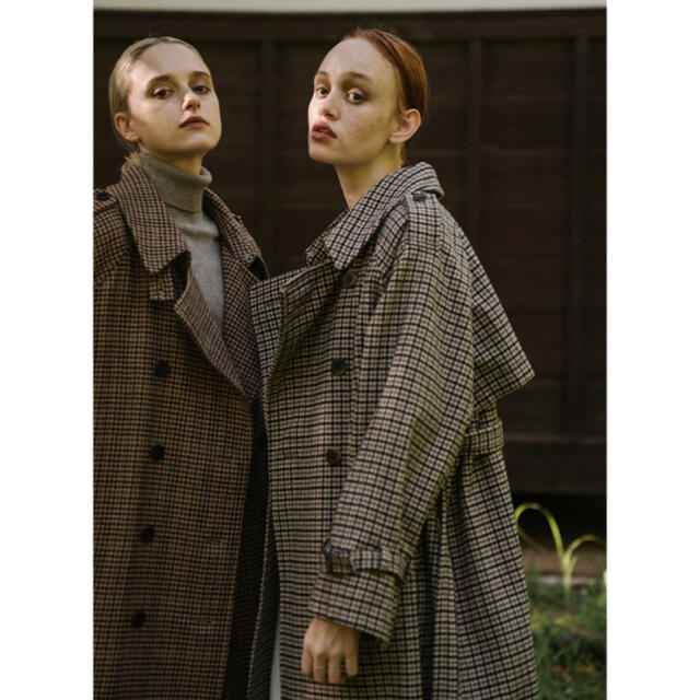 TODAYFUL(トゥデイフル)の値下！willfully check wool trench long coat レディースのジャケット/アウター(ロングコート)の商品写真