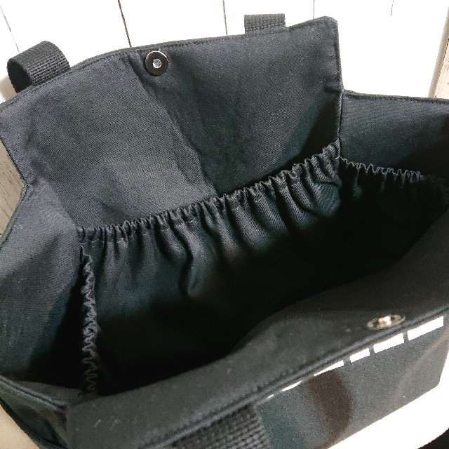 ハンドメイド 肩掛け 丸トート 大 トートバッグ 大容量 帆布バッグ 黒帆布 3