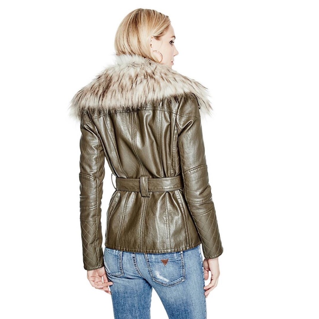 ★新品タグ付★GUESS ファー付きライダースジャケット カーキ ZARA ザラ