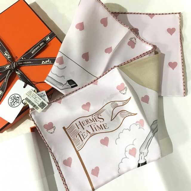 新品 HERMES カレ70 ティータイム ベージュ ピンク ローズ