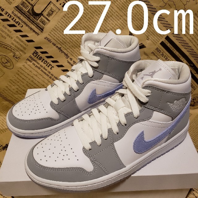 ナイキ WMNS AIR JORDAN 1 MID WOLF GREY BQ6472-105 エアジョーダン1ミッドウルフグレースニーカー メンズ 23cm