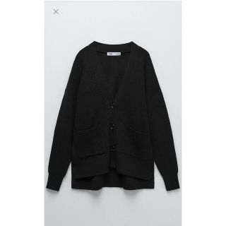 ザラ(ZARA)のZARA・新品未使用 ポケット付きニットカーディガン ブラック (カーディガン)