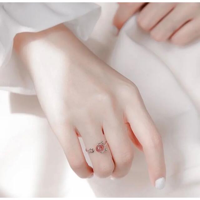 天然石 ネコリング シルバー925 フリーサイズ レディース指輪 ラピスラズリ ハンドメイドのアクセサリー(リング)の商品写真
