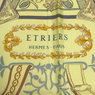 エルメス HERMES カレ90 ETRIERS(鎧) スカーフ シルク イエロー系