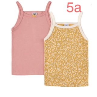 プチバトー(PETIT BATEAU)のプチバトー5a 110☺︎ピコレースのキャミソール花柄　くすみピンク２枚セット(下着)