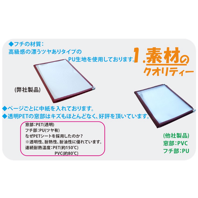 新品◆10冊◆メニューブック 高品質 クリア A4 2ページ ブラック 黒 インテリア/住まい/日用品のオフィス用品(店舗用品)の商品写真