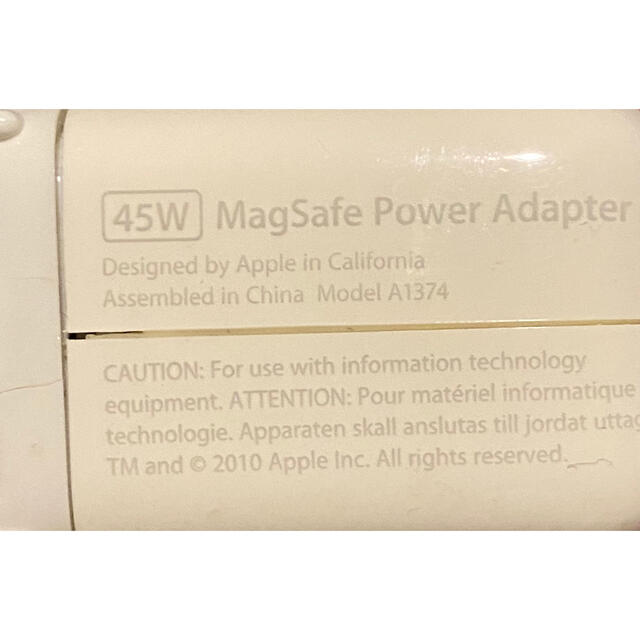 Apple(アップル)のApple 純正品⭐︎MacBook Air 充電器　45W MagSafe1 スマホ/家電/カメラのPC/タブレット(PC周辺機器)の商品写真