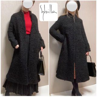 シビラ(Sybilla)のsybilla シビラ スタンドカラーコート ロングコート ウール レトロ 古着(ロングコート)