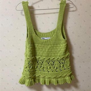 ザラ(ZARA)の【新品】【SALE】 ZARA グリーンニット(ベスト/ジレ)